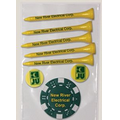 Value Pack w/ Five 3 1/4" Tiger Golf Tees, 2 3/4" Ball Markers & 1 Poker Chip